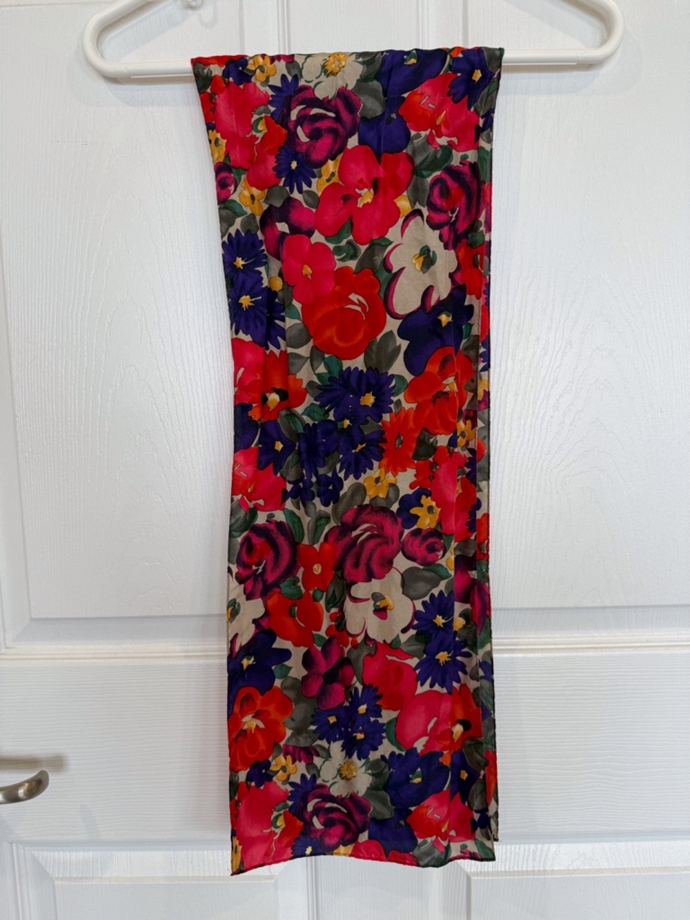 Vibrant Floral Scarf hand rolled edges.
